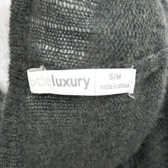 SUBTLE LUXURY Cashmere Reversible Sweater Small Medium Green  Cardigan V neck - Picture 7 of 11